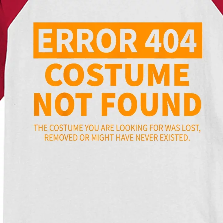 Error 404 Costume Not Found Matching Funny Lazy Halloween Kids Colorblock Raglan Jersey