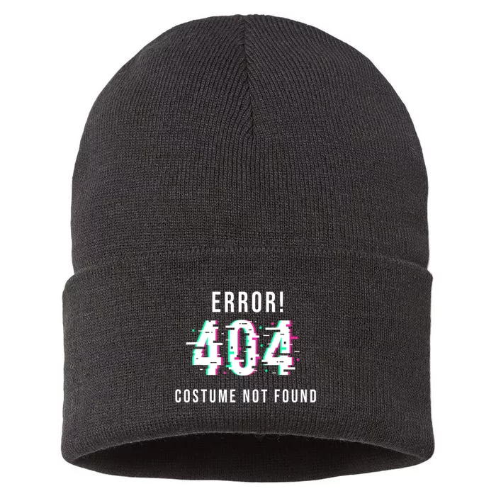 Error 404 Costume Not Found Funny Lazy Halloween Sustainable Knit Beanie