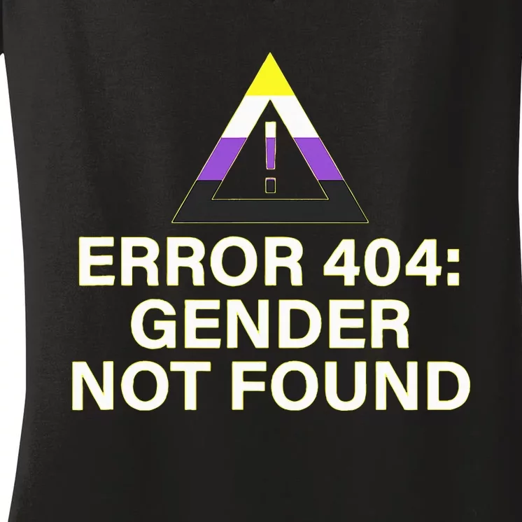 Error 404 Gender Not Found Agender Non Binary Pride Women's V-Neck T-Shirt