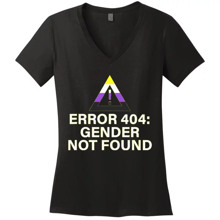 Error 404 Gender Not Found Agender Non Binary Pride Women's V-Neck T-Shirt