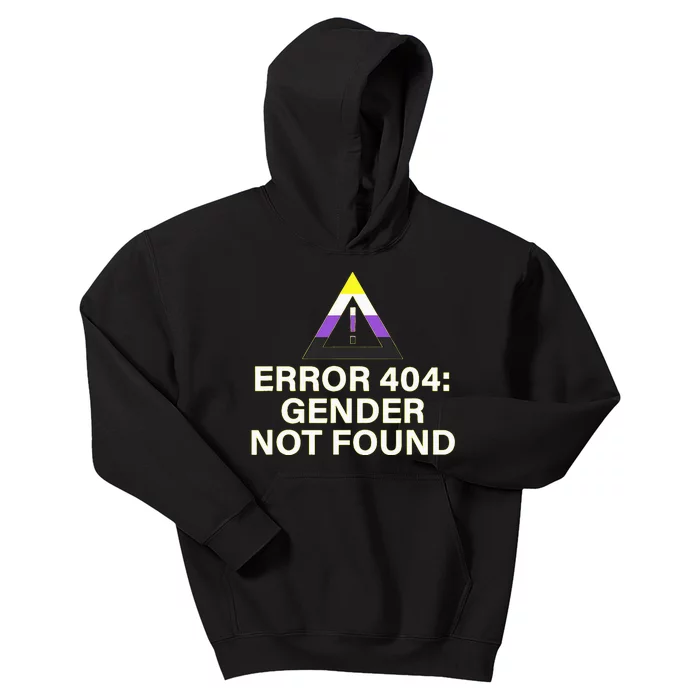 Error 404 Gender Not Found Agender Non Binary Pride Kids Hoodie