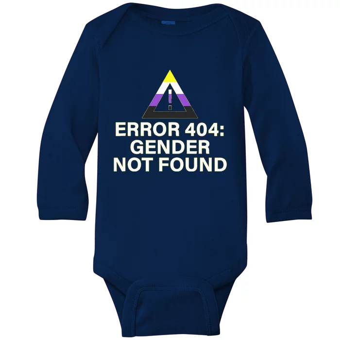 Error 404 Gender Not Found Agender Non Binary Pride Baby Long Sleeve Bodysuit