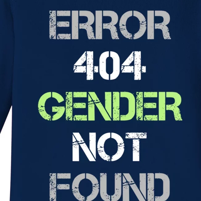 Error 404 Gender Not Found Great Gift Funny Agender Pride Flag Meaningful Gift Baby Long Sleeve Bodysuit