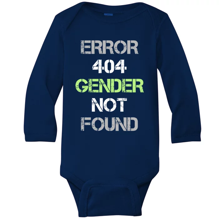 Error 404 Gender Not Found Great Gift Funny Agender Pride Flag Meaningful Gift Baby Long Sleeve Bodysuit