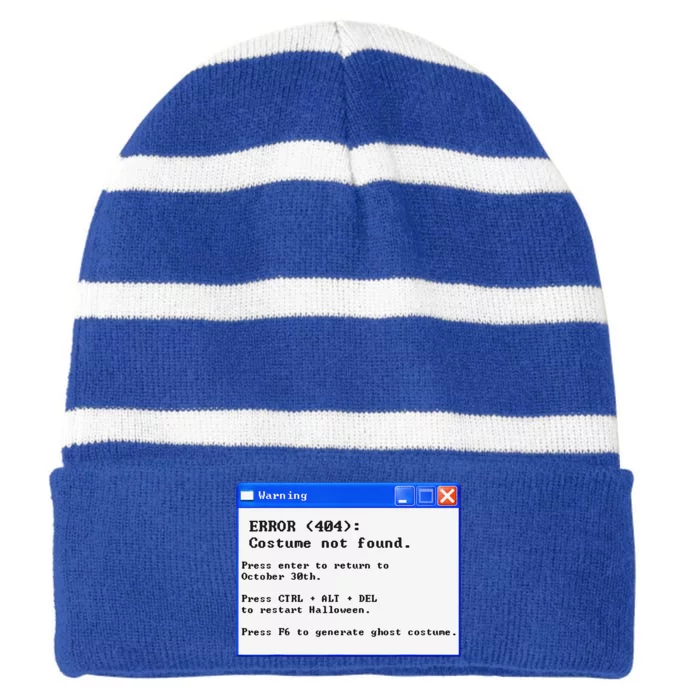 Error 404 Halloween Costume Not Found Striped Beanie with Solid Band