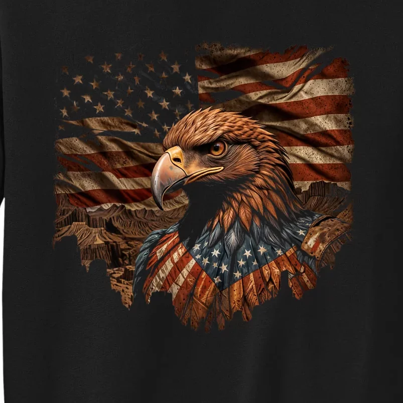 Eagle 4th Of July Usa Flag Patriotic American Tall Sweatshirt