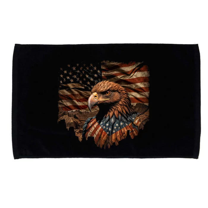 Eagle 4th Of July Usa Flag Patriotic American Microfiber Hand Towel