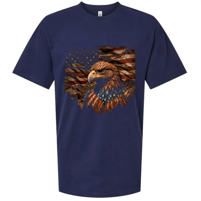 Eagle 4th Of July Usa Flag Patriotic American Sueded Cloud Jersey T-Shirt