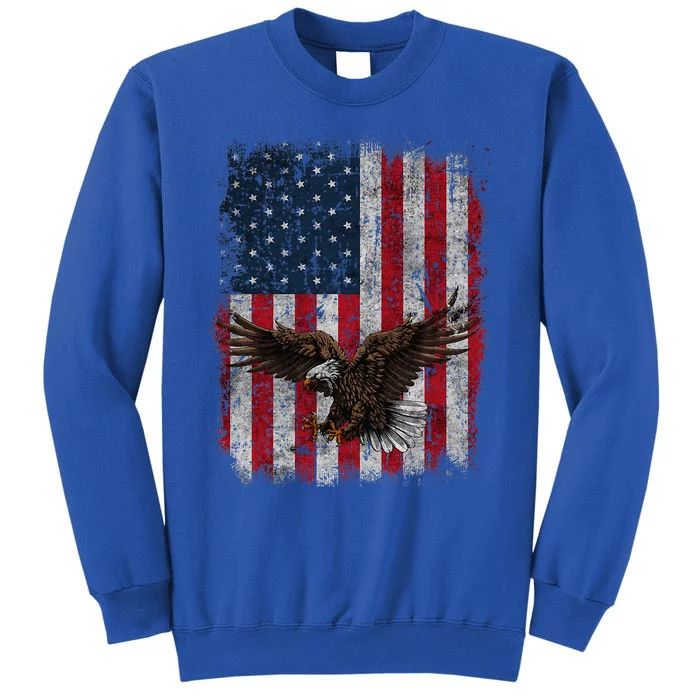 Eagle 4th Of July USA Flag American Patriotic Men Women Tall Sweatshirt