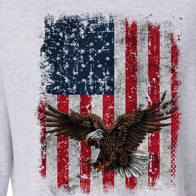 Eagle 4th Of July USA Flag American Patriotic Men Women Cropped Pullover Crew