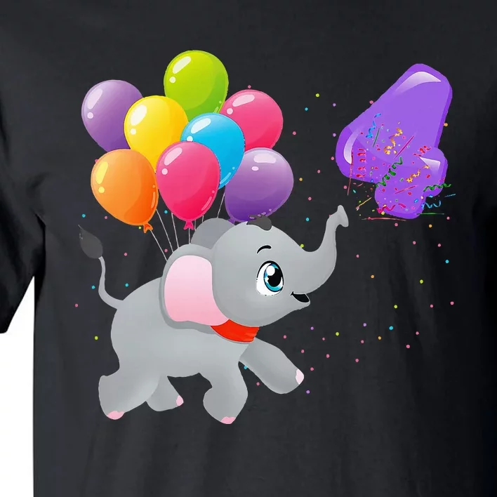 Elephant 4 Years Old Zoo Animals 4th Birthday Tall T-Shirt