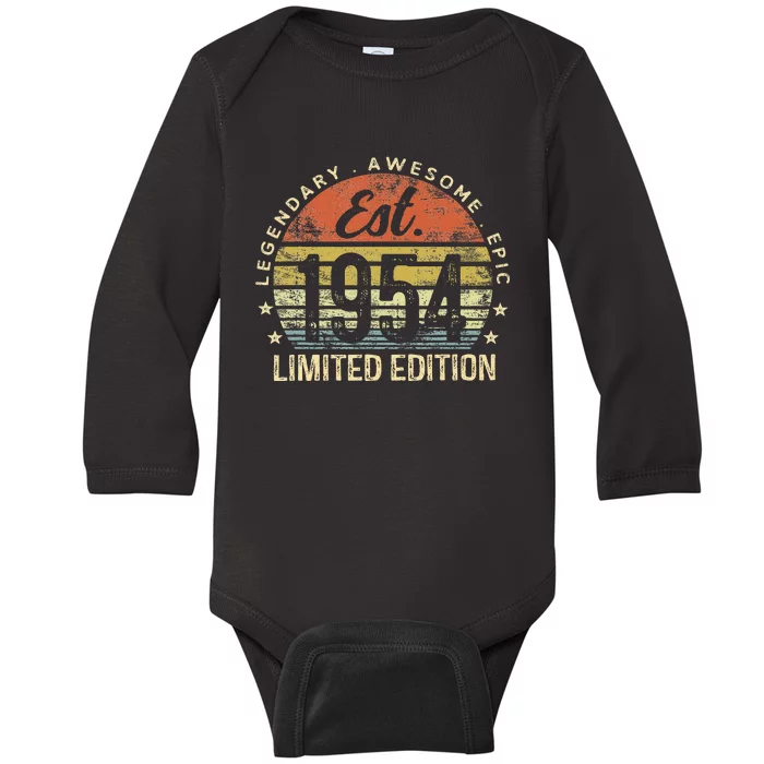 Edition 70th Birthday Vintage 70 Year Old Baby Long Sleeve Bodysuit