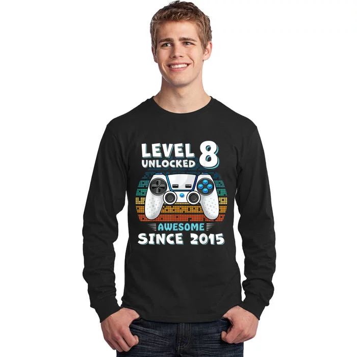 Eight 8yr BDay Son Funny Gamer 8th 8 Year Old Birthday Tall Long Sleeve T-Shirt