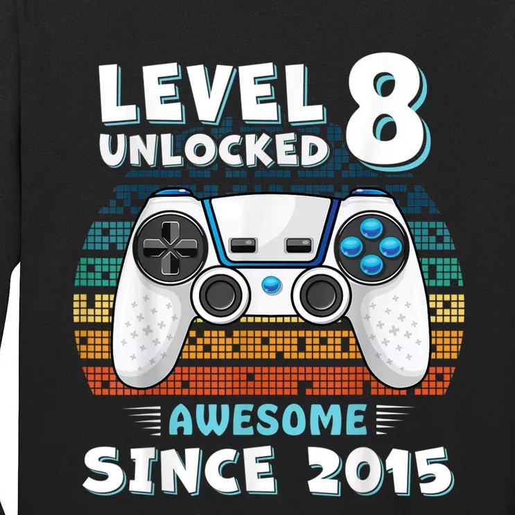 Eight 8yr BDay Son Funny Gamer 8th 8 Year Old Birthday Tall Long Sleeve T-Shirt