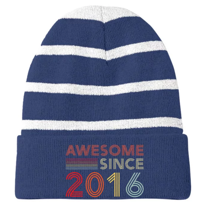 Eight 8yr Bday Son Boy Funny 2016 8th 8 Year Old Birthday Striped Beanie with Solid Band