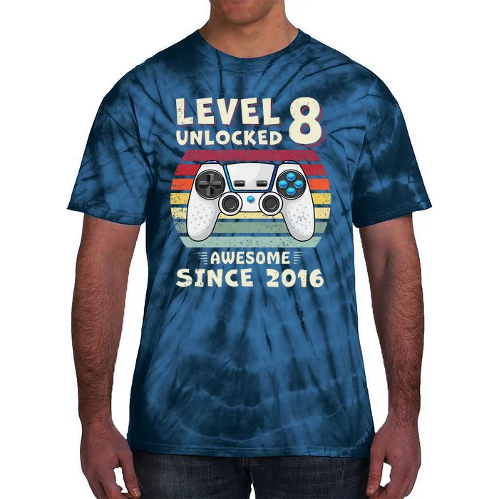 Eight 8th Birthday Decoration Boy 8yr 8 Year Old Birthday Tie-Dye T-Shirt