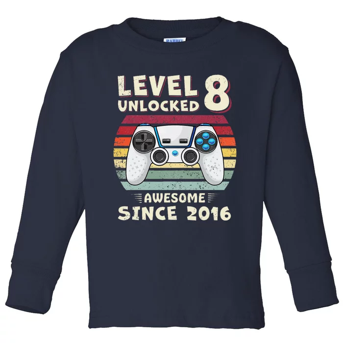 Eight 8th Birthday Decoration Boy 8yr 8 Year Old Birthday Toddler Long Sleeve Shirt