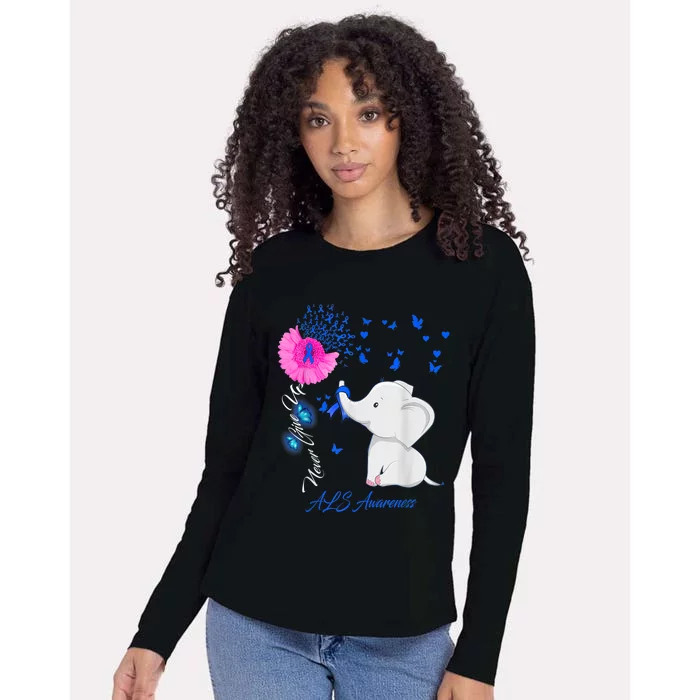 Elephant ALS Awareness - ALS Ribbon Gifts Womens Cotton Relaxed Long Sleeve T-Shirt