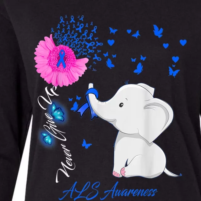 Elephant ALS Awareness - ALS Ribbon Gifts Womens Cotton Relaxed Long Sleeve T-Shirt