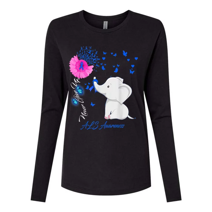 Elephant ALS Awareness - ALS Ribbon Gifts Womens Cotton Relaxed Long Sleeve T-Shirt