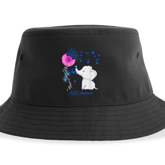 Elephant ALS Awareness - ALS Ribbon Gifts Sustainable Bucket Hat