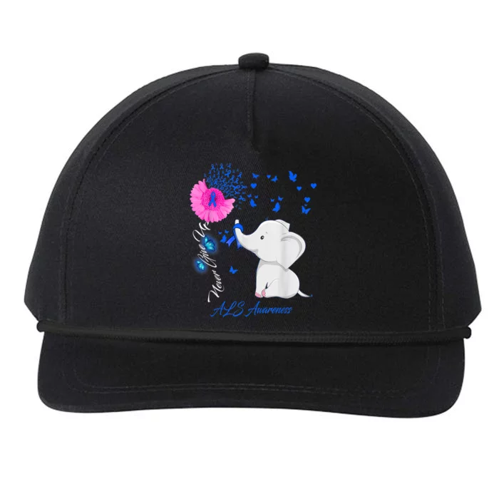 Elephant ALS Awareness - ALS Ribbon Gifts Snapback Five-Panel Rope Hat