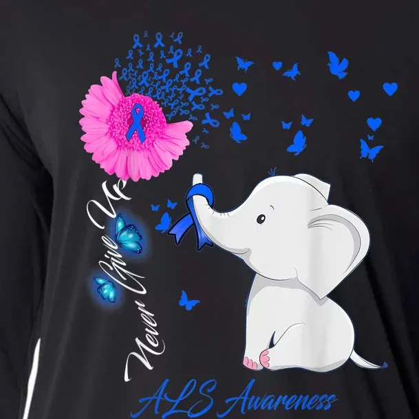 Elephant ALS Awareness - ALS Ribbon Gifts Cooling Performance Long Sleeve Crew