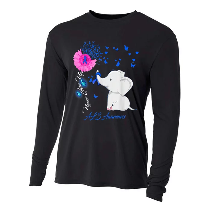 Elephant ALS Awareness - ALS Ribbon Gifts Cooling Performance Long Sleeve Crew