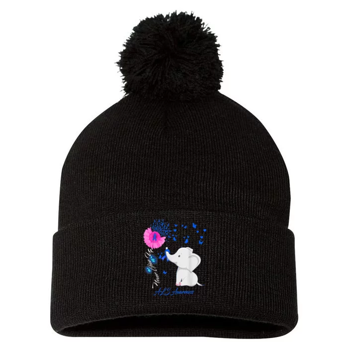 Elephant ALS Awareness - ALS Ribbon Gifts Pom Pom 12in Knit Beanie