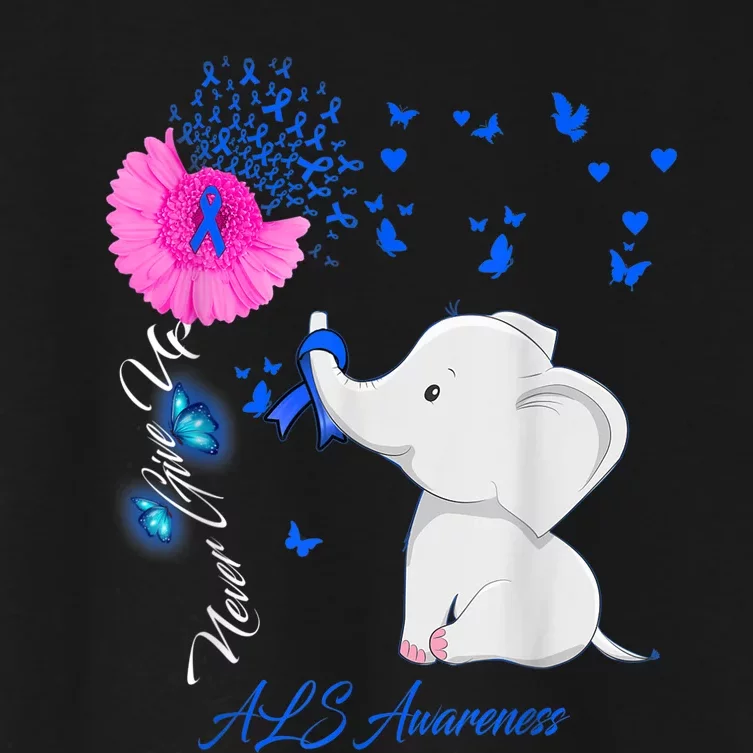 Elephant ALS Awareness - ALS Ribbon Gifts Women's Crop Top Tee