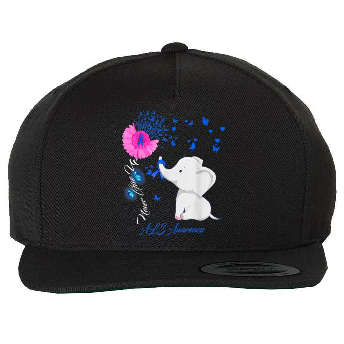 Elephant ALS Awareness - ALS Ribbon Gifts Wool Snapback Cap