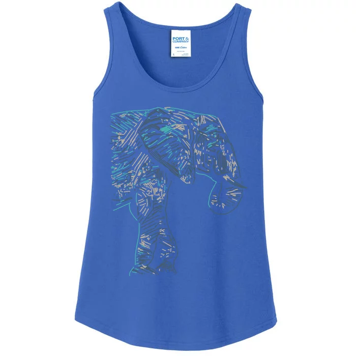 Elephant Abstract Art Colorful Save The Elephants And Yoga Great Gift Ladies Essential Tank