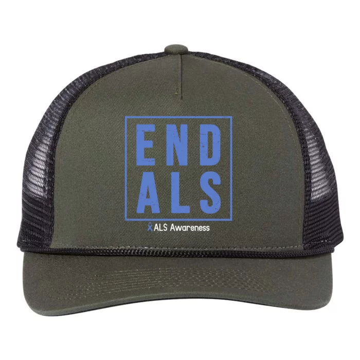 End Als Awareness Ribbon Retro Rope Trucker Hat Cap