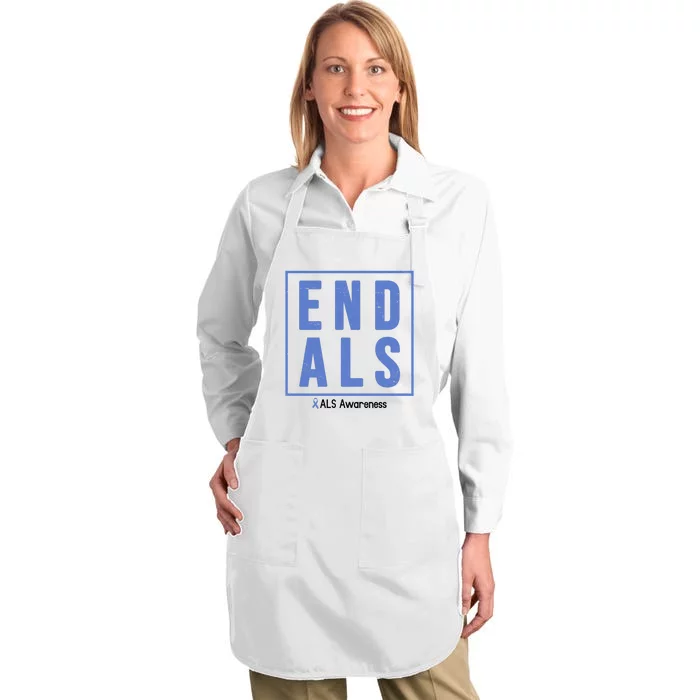 End Als Awareness Ribbon Full-Length Apron With Pocket