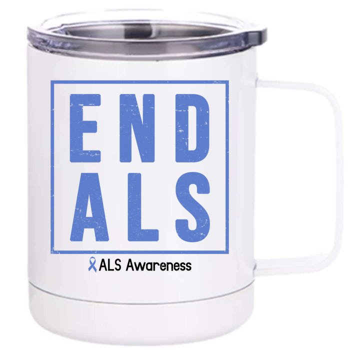 End Als Awareness Ribbon Front & Back 12oz Stainless Steel Tumbler Cup