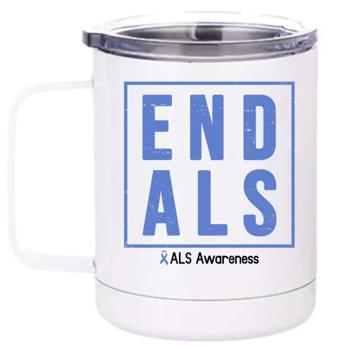 End Als Awareness Ribbon Front & Back 12oz Stainless Steel Tumbler Cup