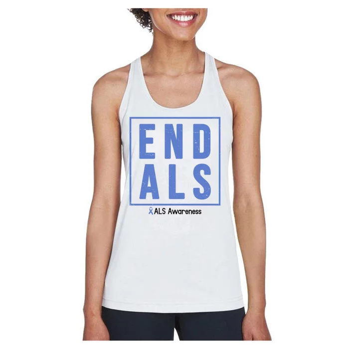 End Als Awareness Ribbon Women's Racerback Tank