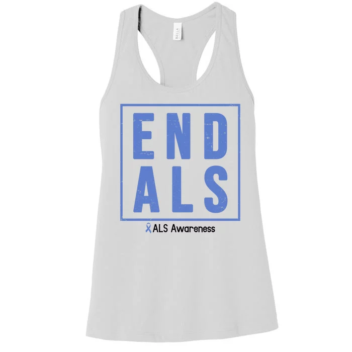 End Als Awareness Ribbon Women's Racerback Tank