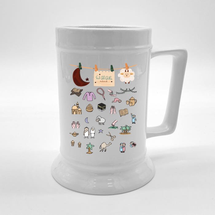 Eid Al Adha Eid Mubarak Happy Eid Day Muslim Gift Front & Back Beer Stein