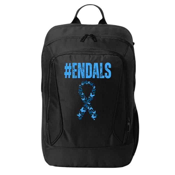 End Als Awareness Support Butterfly Ribbon City Backpack