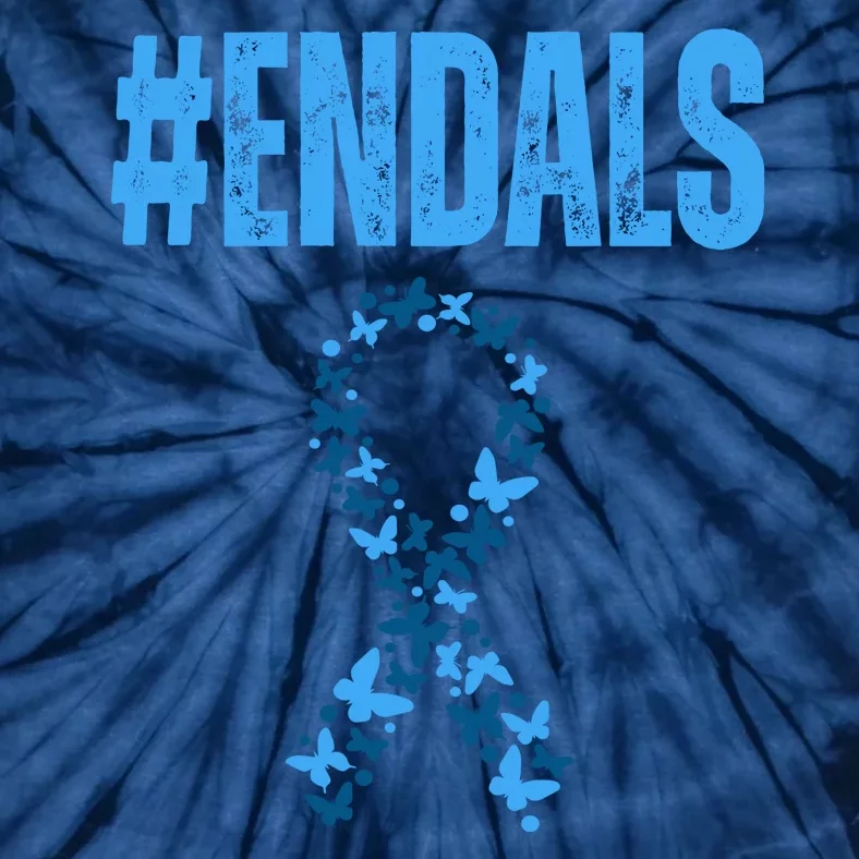 End Als Awareness Support Butterfly Ribbon Tie-Dye T-Shirt