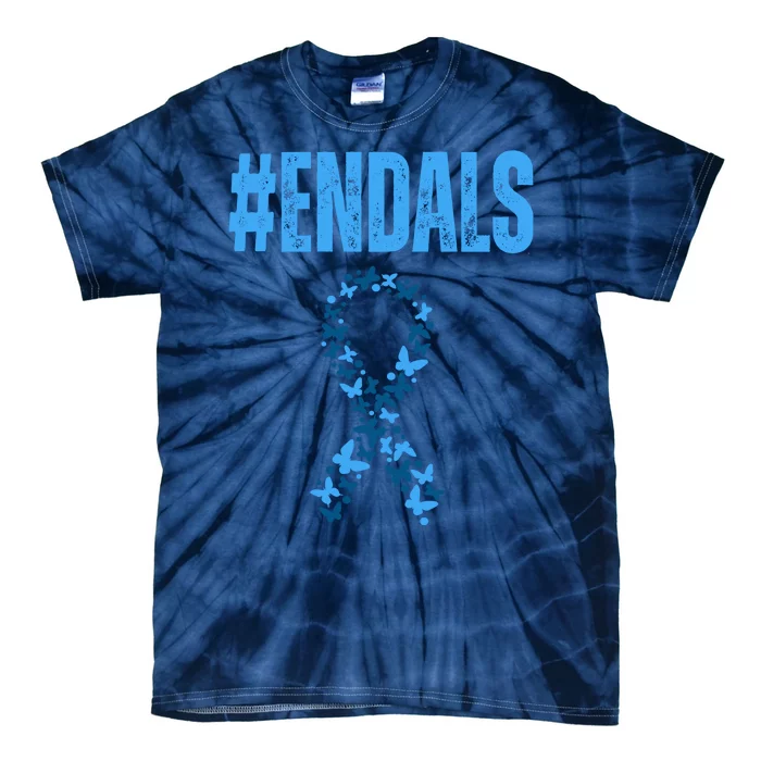 End Als Awareness Support Butterfly Ribbon Tie-Dye T-Shirt