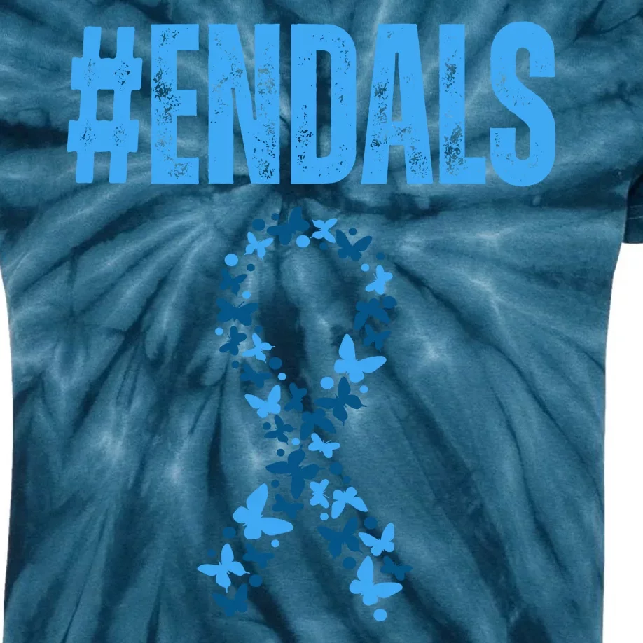 End Als Awareness Support Butterfly Ribbon Kids Tie-Dye T-Shirt