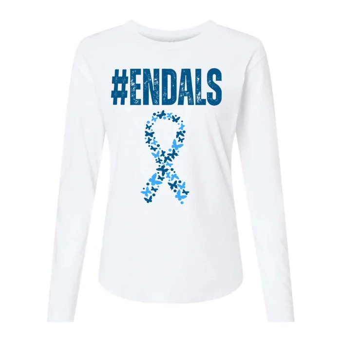 End Als Awareness Support Butterfly Ribbon Womens Cotton Relaxed Long Sleeve T-Shirt