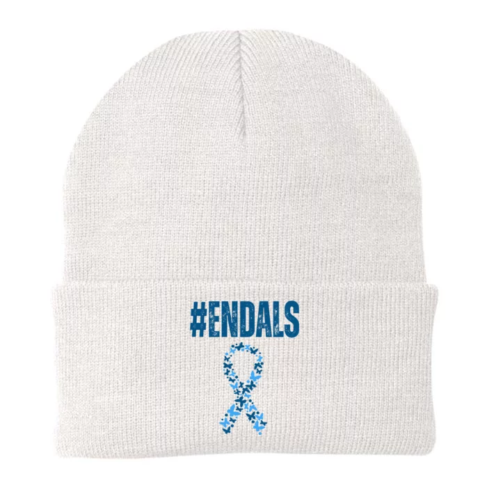 End Als Awareness Support Butterfly Ribbon Knit Cap Winter Beanie