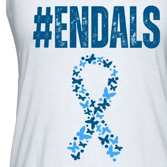 End Als Awareness Support Butterfly Ribbon Ladies Essential Flowy Tank