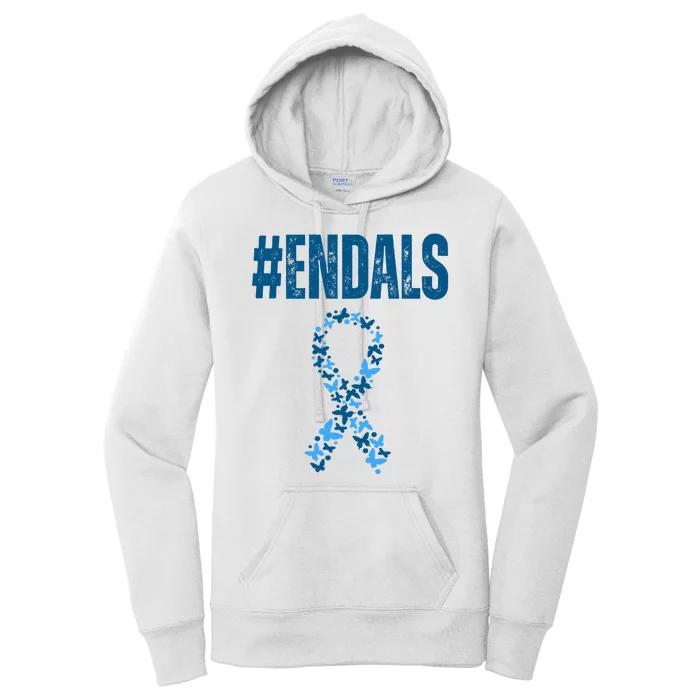 End Als Awareness Support Butterfly Ribbon Women's Pullover Hoodie