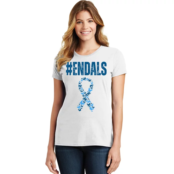 End Als Awareness Support Butterfly Ribbon Women's T-Shirt