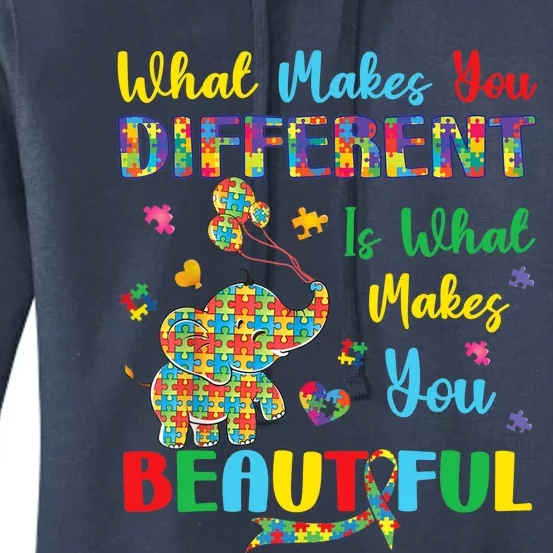 Elephant Autism Awareness Autistic For Mom Dads Wo Women's Pullover Hoodie