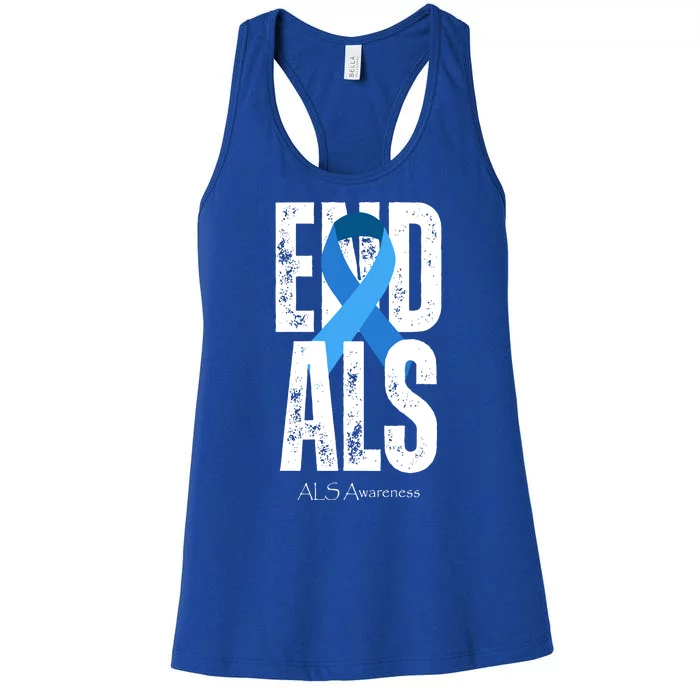 End Als Awareness Month Ribbon Women's Racerback Tank